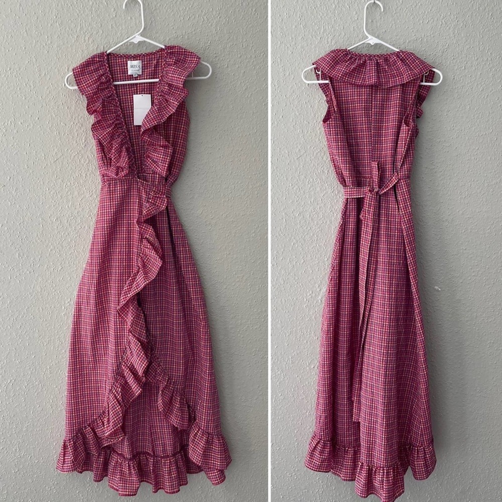 NWT Misa Los Angeles Stella Plaid Wrap Dress Size XS - Picture 3 of 10